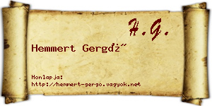 Hemmert Gergő névjegykártya