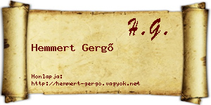 Hemmert Gergő névjegykártya